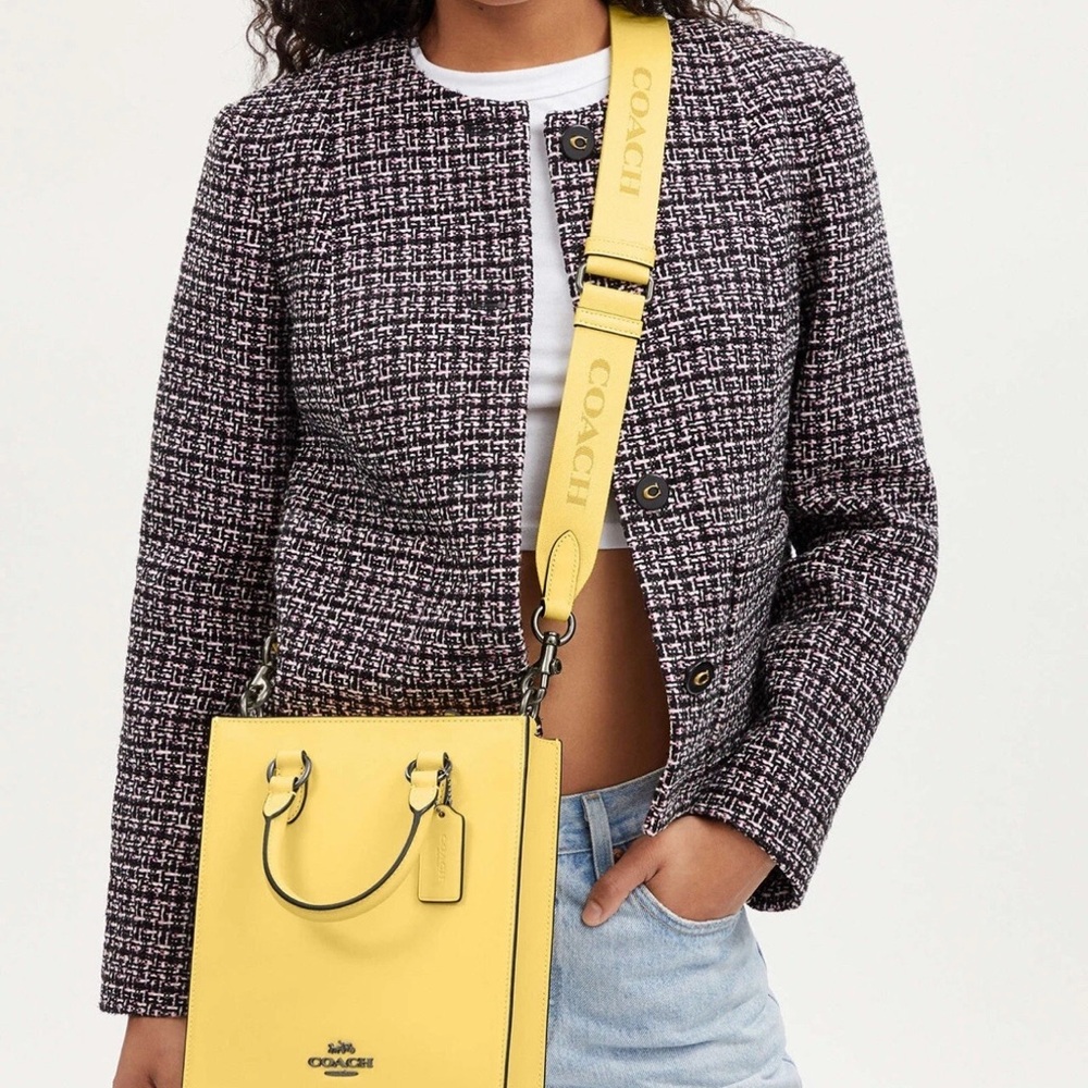 Coach Bright Retro Yellow Dylon Tote Like New CP051 Gunmetal Hardware Crossbody - Picture 2 of 12